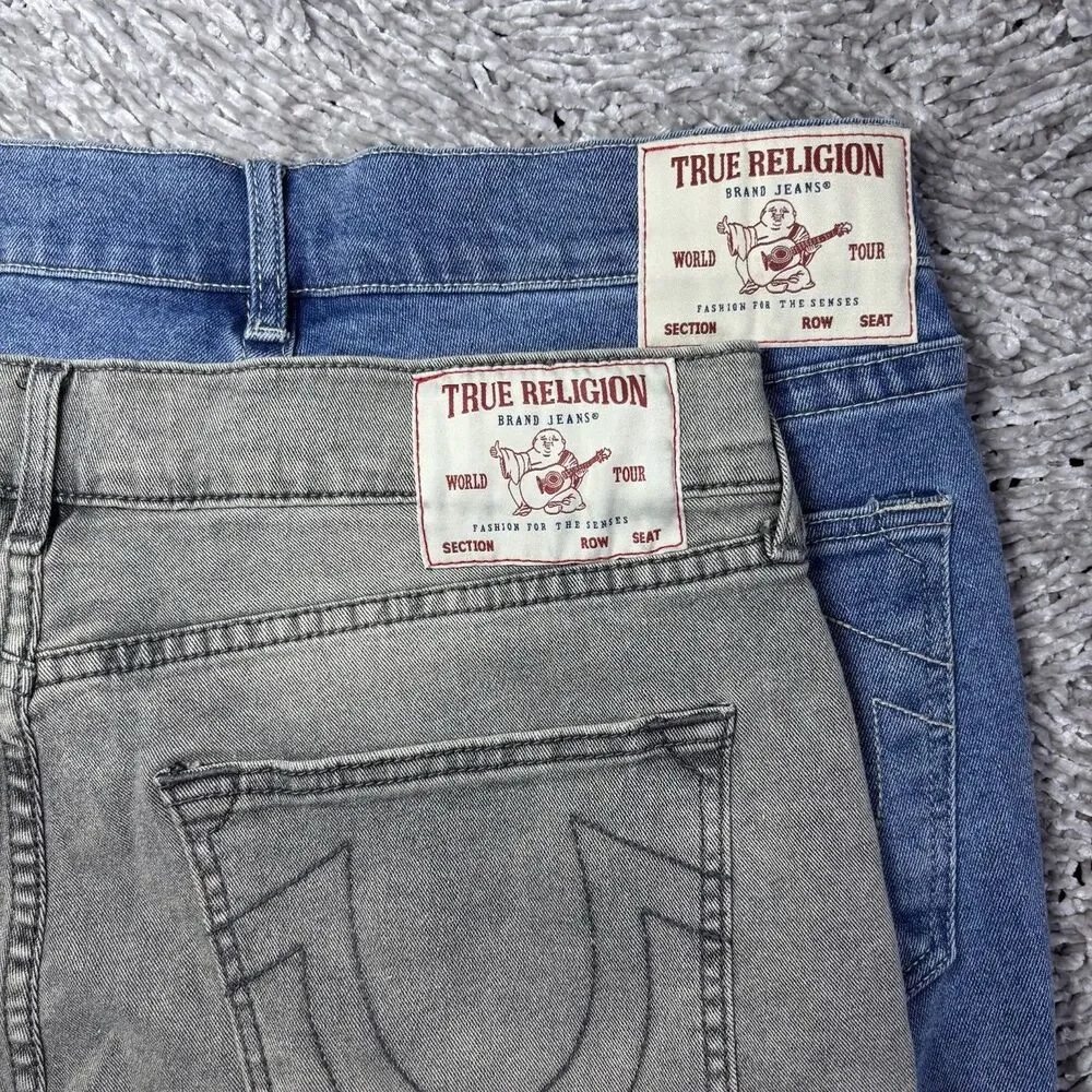 True Religion Ricky Relaxed Straight Shorts Lot Of Two Mens 34 Stretch Denim